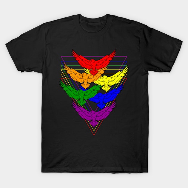 Hawks LGBTQ Gay Pride Rainbow Colors Hawk Bird Lover Art T-Shirt by egcreations